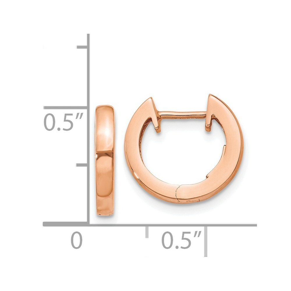 14K Rose Gold Hinged Hoop Earrings  15mm length