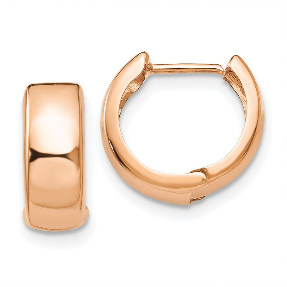 14K Rose Gold Hinged Hoop Earrings  15mm length