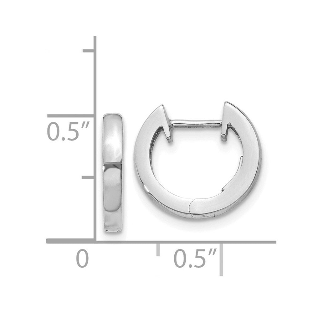 14K White Gold Hinged Hoop Earrings  14mm length
