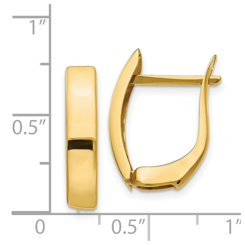 14K Yellow Gold Polished Hinged Post Earrings  5mm width