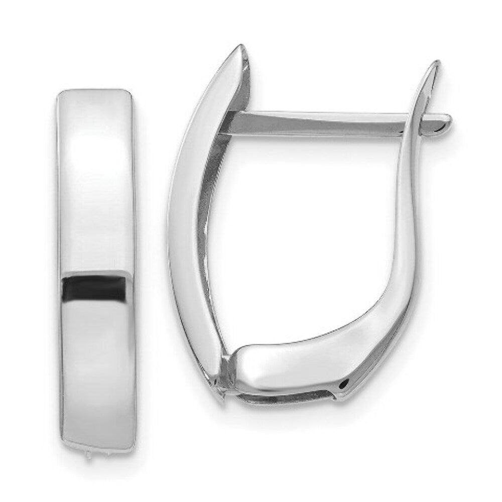 14K White Gold Polished Hinged Post Earrings  5mm width