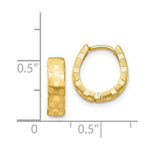 Load image into Gallery viewer, 14K Yellow Gold Diamond Cut 4mm Patterned Hinged Hoop Earrings  14mm length
