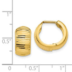 Load image into Gallery viewer, 14K Yellow Gold Textured and Polished Hinged Hoop Earrings 16mm length
