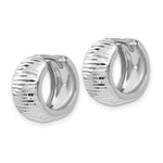 Load image into Gallery viewer, 14K White Gold Textured and Polished Hinged Hoop Earrings 17mm length
