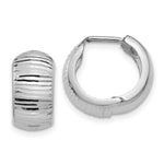 Load image into Gallery viewer, 14K White Gold Textured and Polished Hinged Hoop Earrings 17mm length
