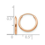 Load image into Gallery viewer, 14K Rose Gold Polished Endless Tube Hoop Earrings  14mm width
