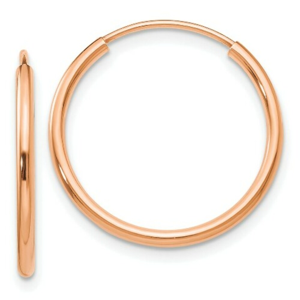 14K Rose Gold Polished Endless Tube Hoop Earrings  20mm width