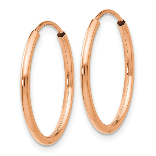 14K Rose Gold Polished Endless Tube Hoop Earrings  20mm width