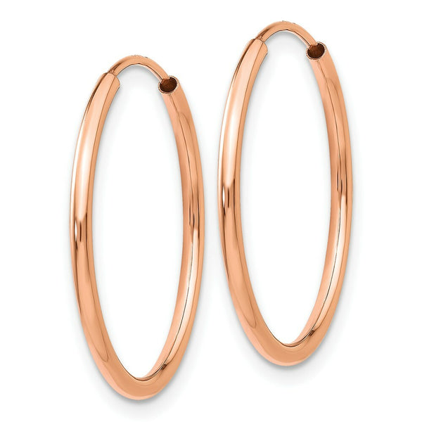 14K Rose Gold Polished Endless Tube Hoop Earrings  23mm width