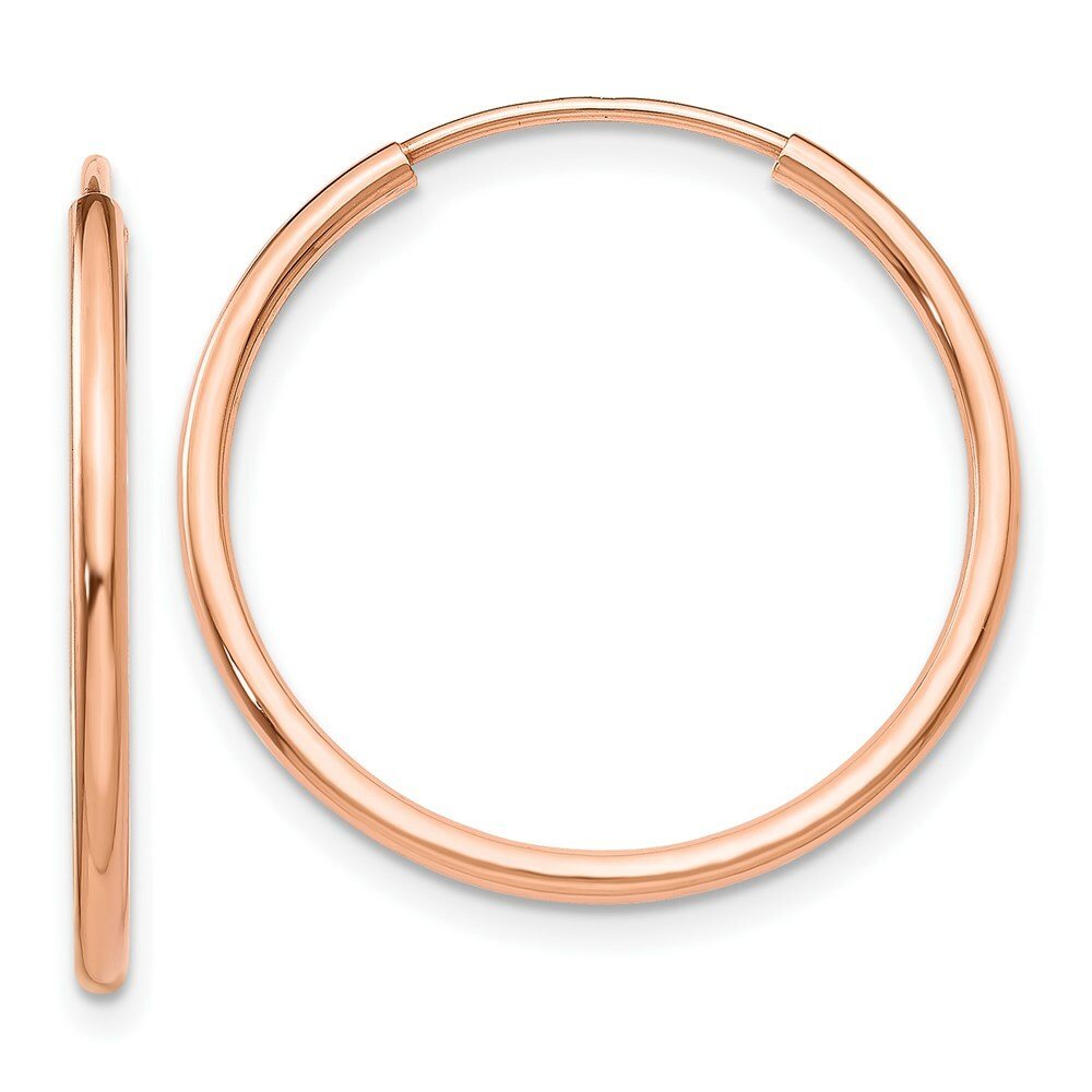 14K Rose Gold Polished Endless Tube Hoop Earrings  23mm width