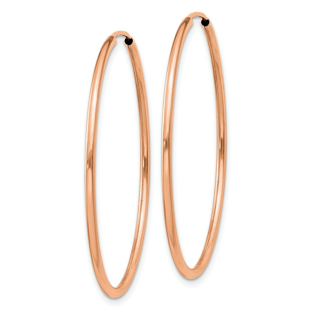 14K Rose Gold Polished Endless Tube Hoop Earrings  38mm width