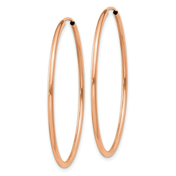 14K Rose Gold Polished Endless Tube Hoop Earrings  38mm width