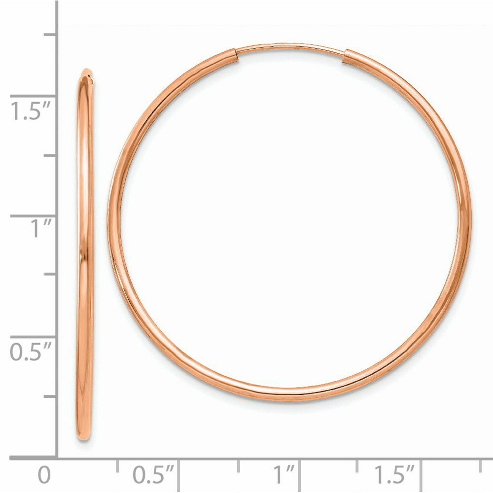 14K Rose Gold Polished Endless Tube Hoop Earrings  38mm width