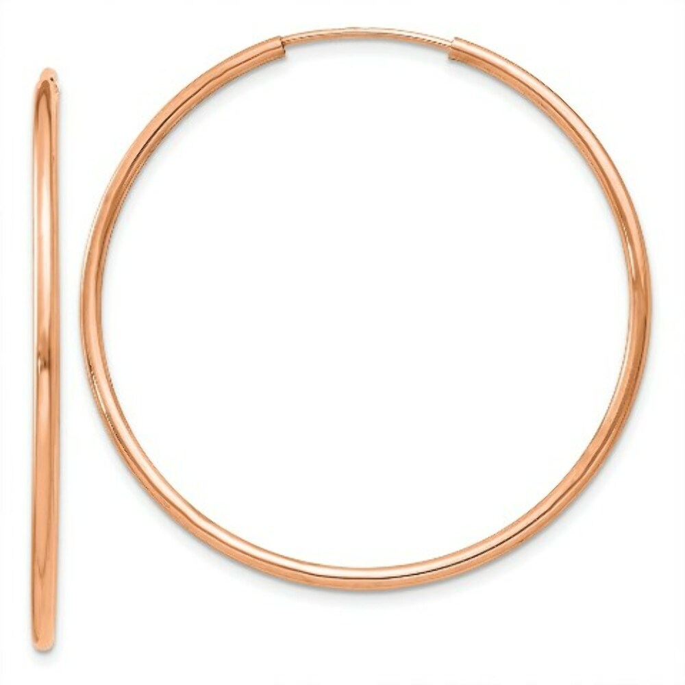 14K Rose Gold Polished Endless Tube Hoop Earrings  38mm width
