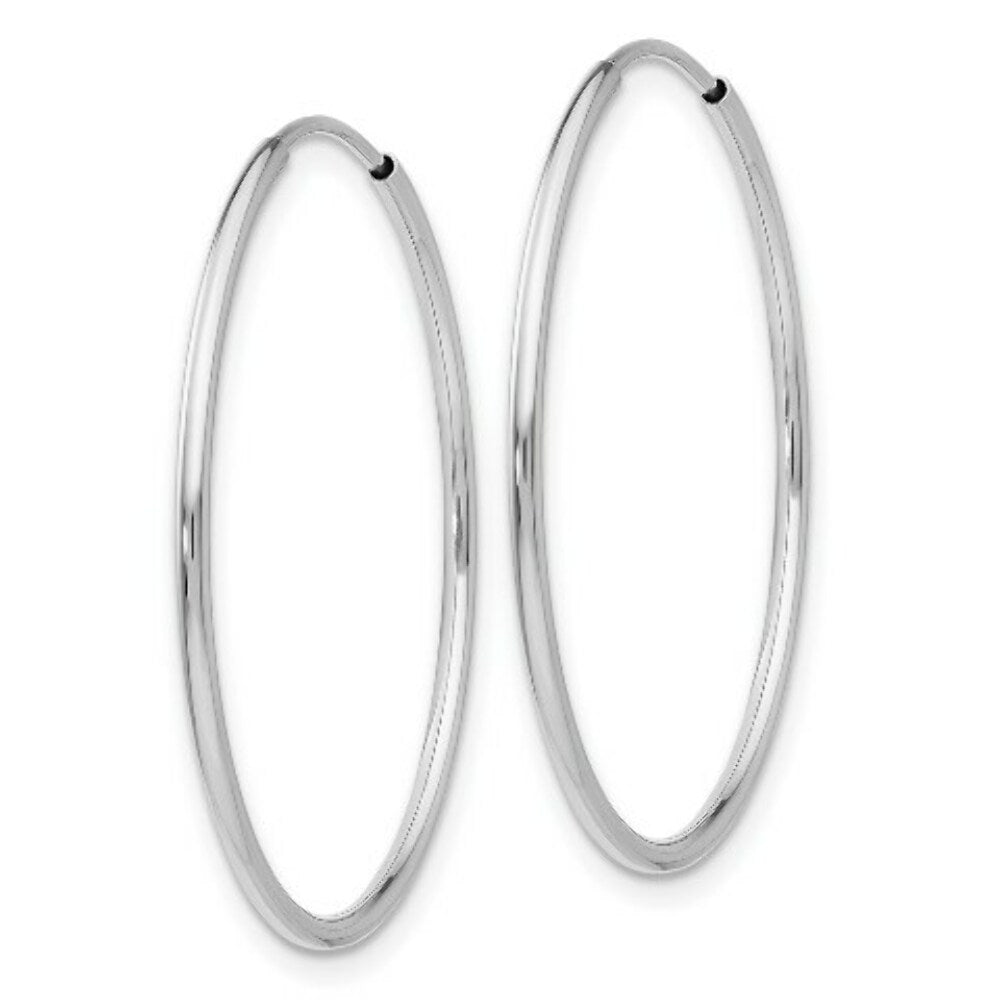 14K White Gold Polished Endless Tube Hoop Earrings  28mm width