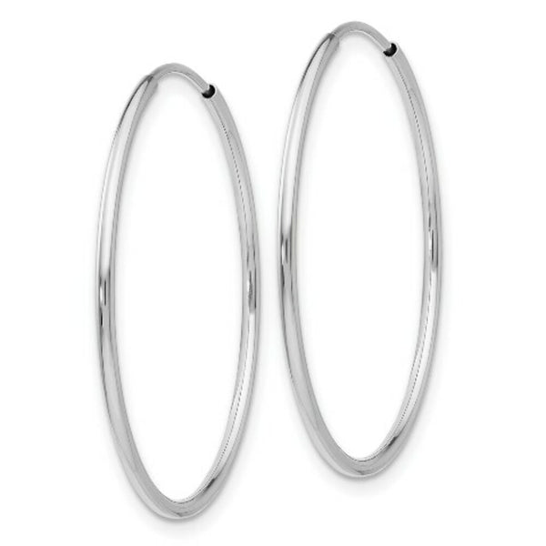 14K White Gold Polished Endless Tube Hoop Earrings  28mm width