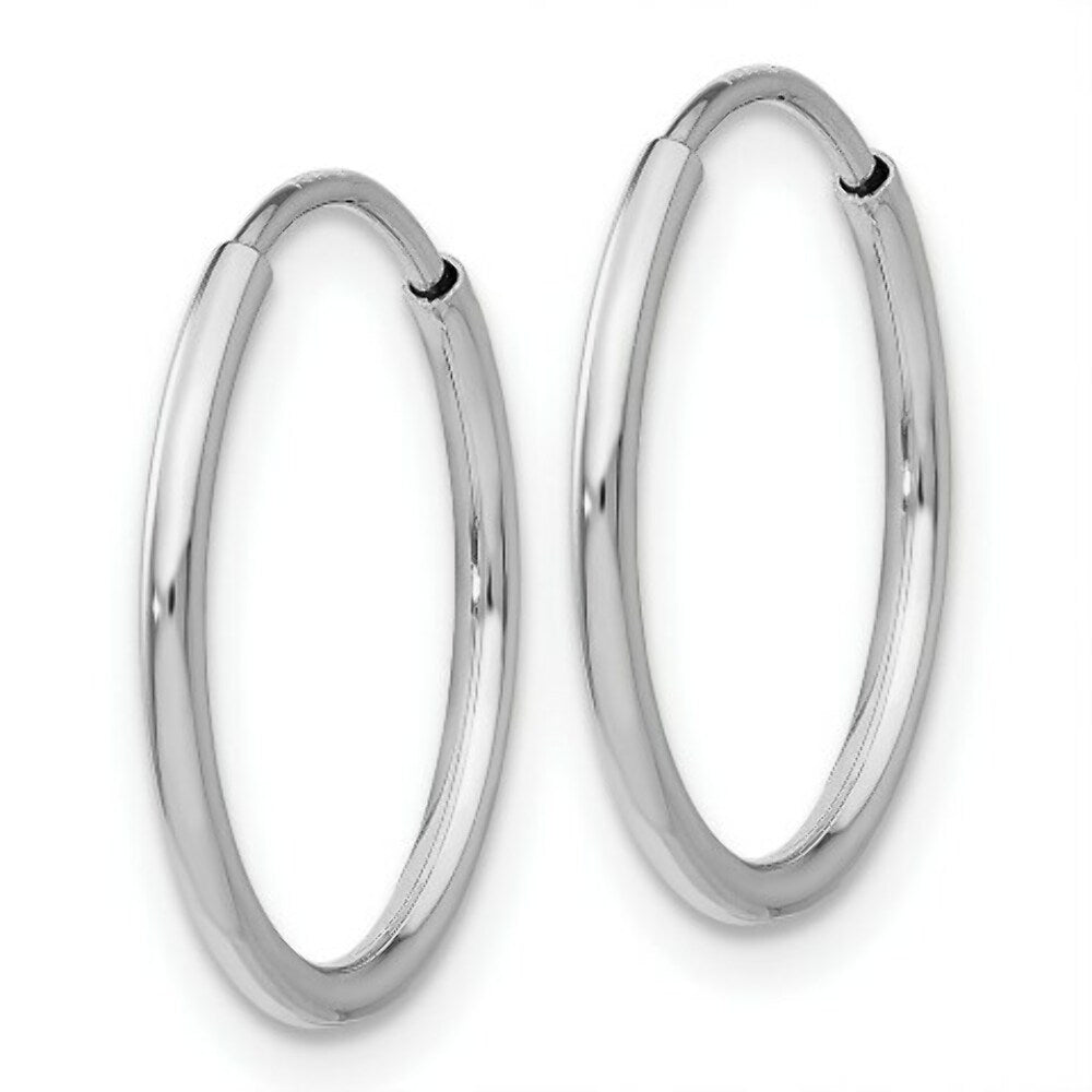 14K White Gold Polished Endless Tube Hoop Earrings  23mm width
