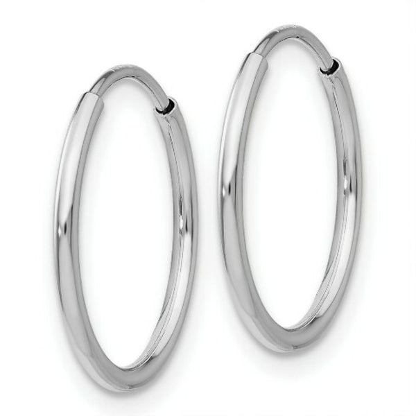 14K White Gold Polished Endless Tube Hoop Earrings  23mm width