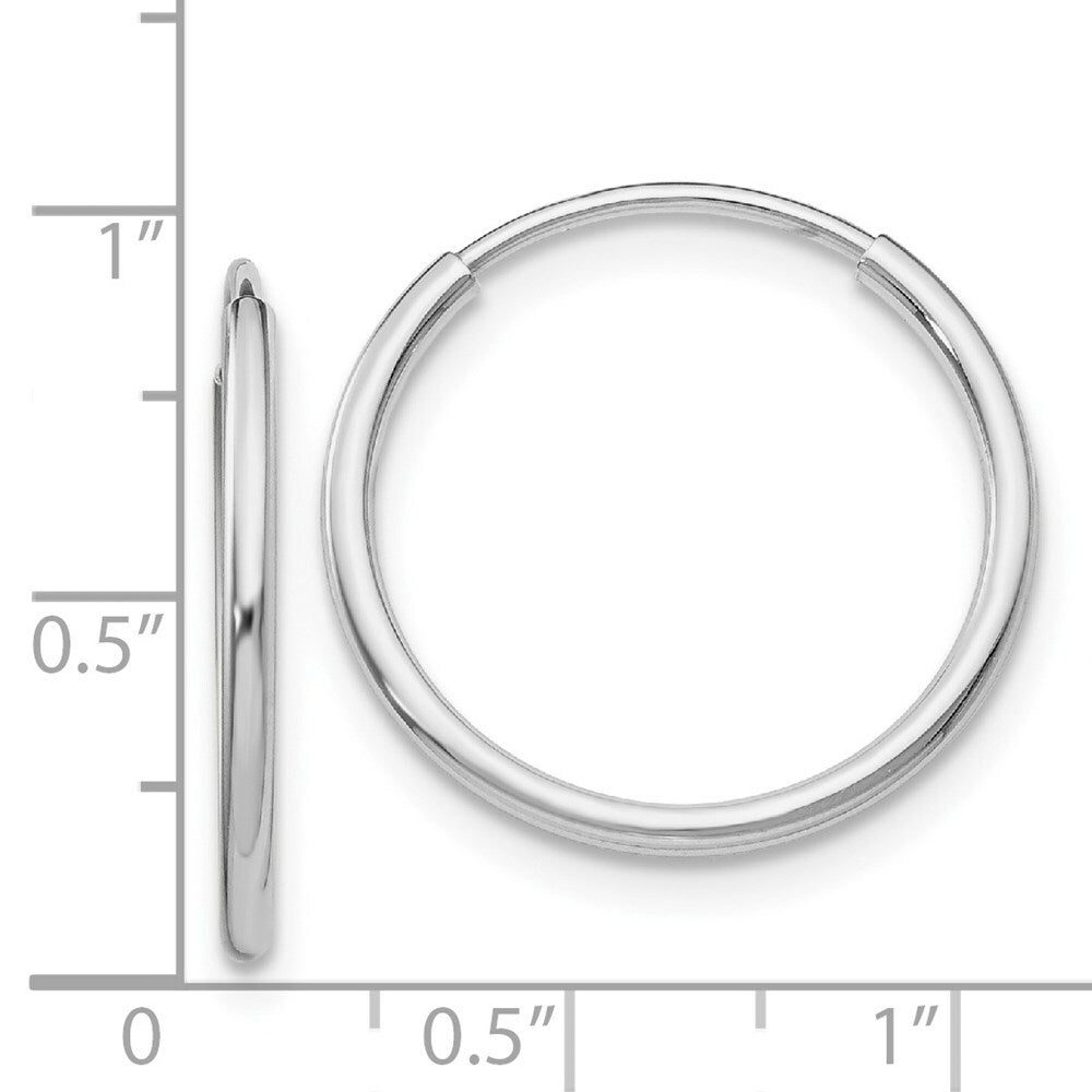 14K White Gold Polished Endless Tube Hoop Earrings  23mm width