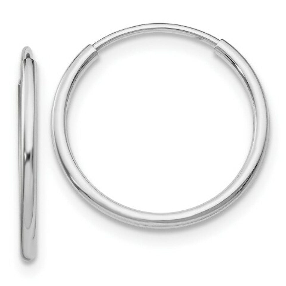 14K White Gold Polished Endless Tube Hoop Earrings  23mm width
