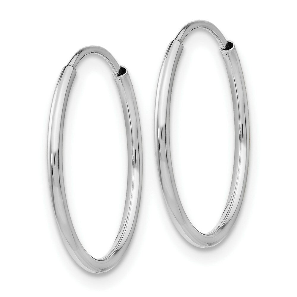 14K White Gold Polished Endless Tube Hoop Earrings  20mm width