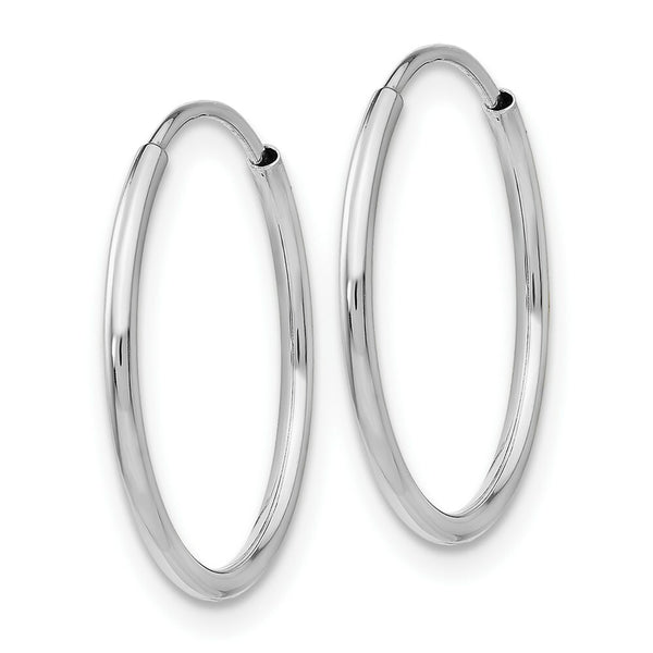 14K White Gold Polished Endless Tube Hoop Earrings  20mm width