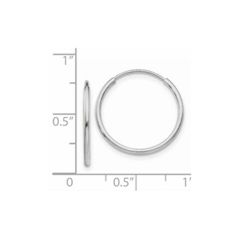 14K White Gold Polished Endless Tube Hoop Earrings  20mm width