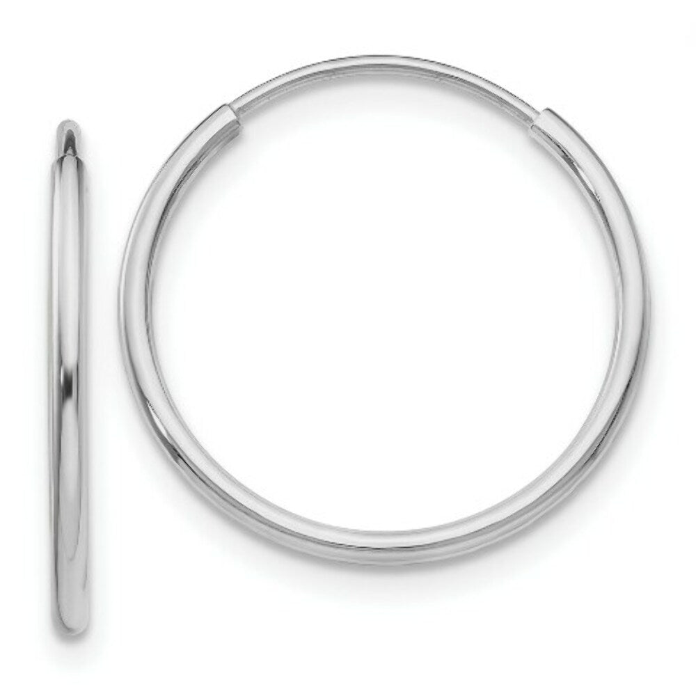 14K White Gold Polished Endless Tube Hoop Earrings  20mm width