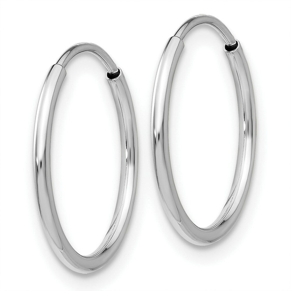 14K White Gold Polished Endless Tube Hoop Earrings  16mm width