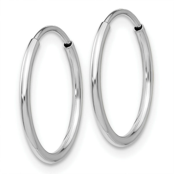 14K White Gold Polished Endless Tube Hoop Earrings  16mm width
