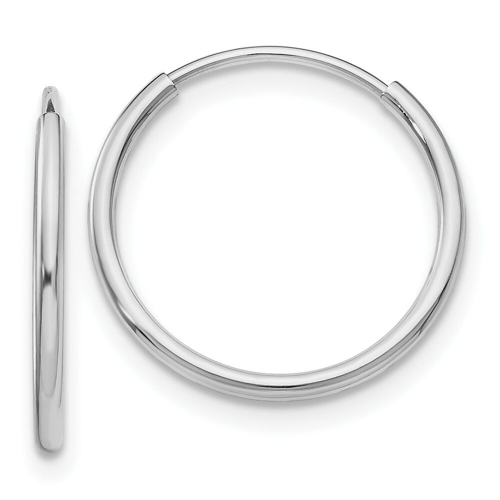 14K White Gold Polished Endless Tube Hoop Earrings  16mm width