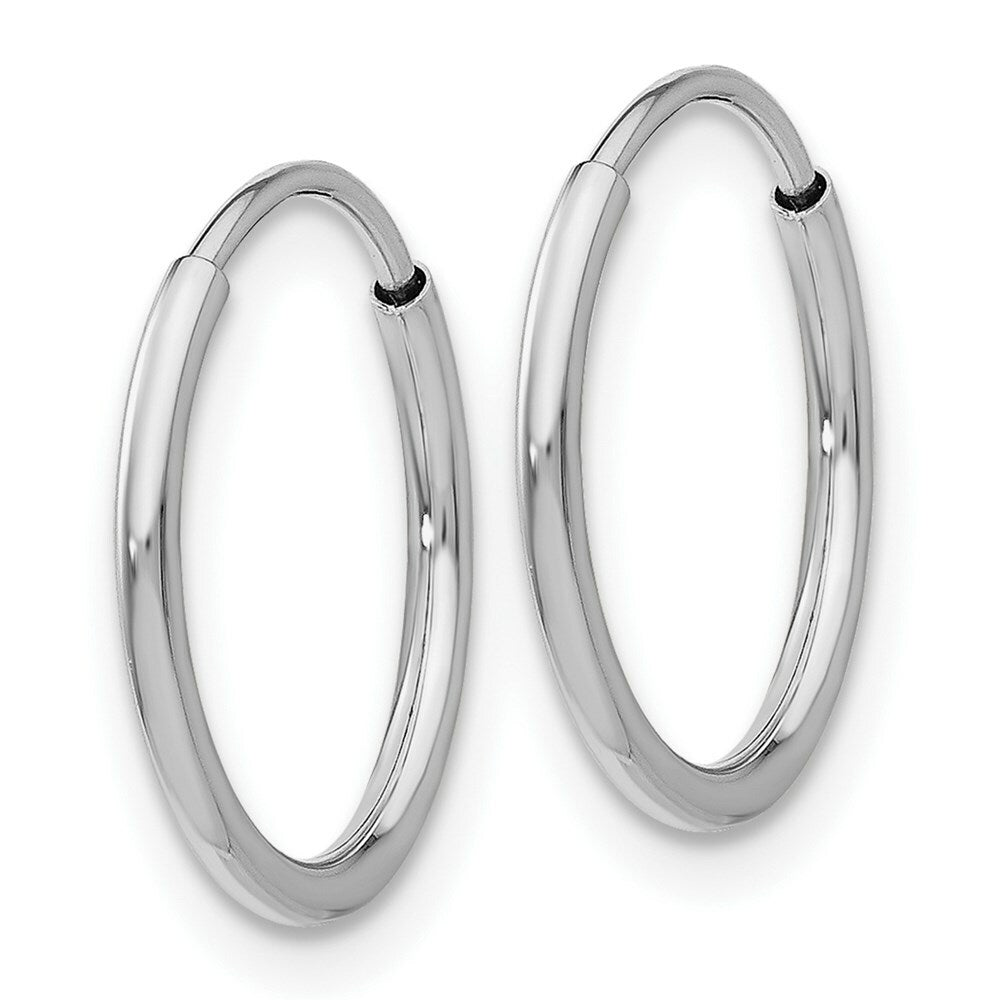 14K White Gold Polished Endless Tube Hoop Earrings  14mm width
