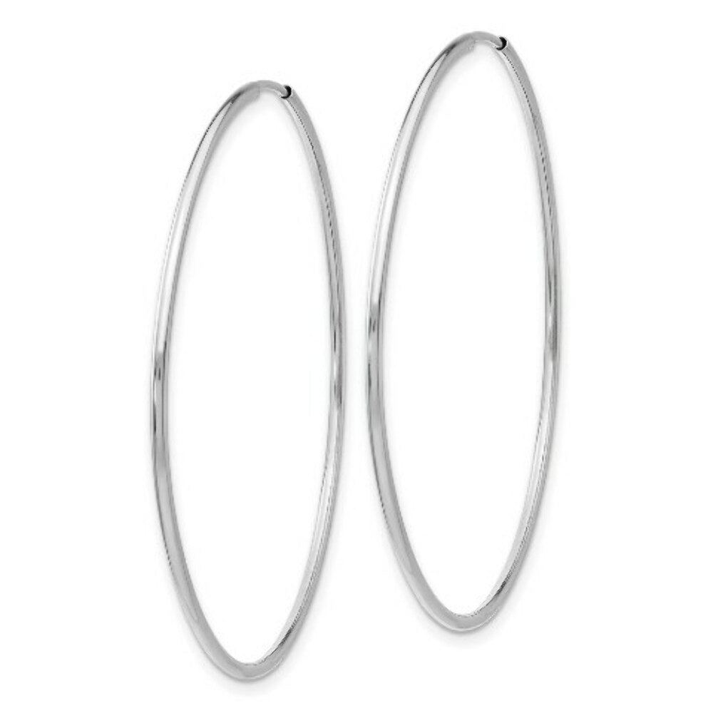 14K White Gold Polished Endless Tube Hoop Earrings  47mm width