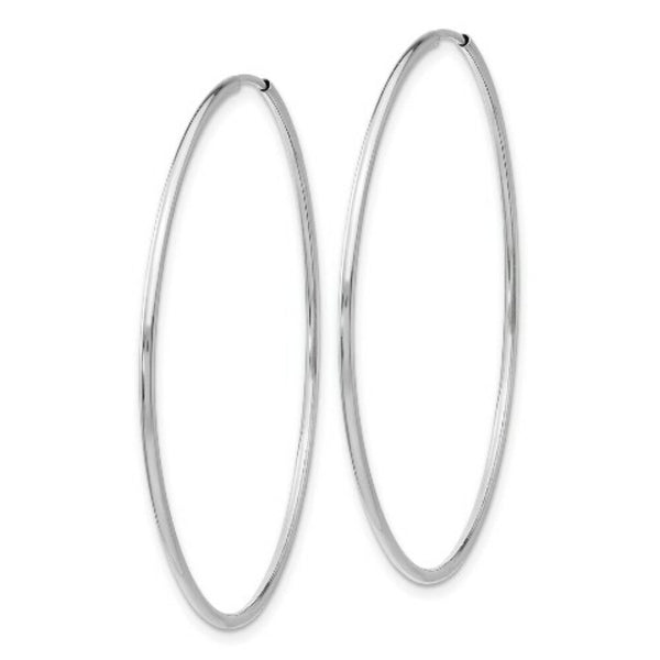 14K White Gold Polished Endless Tube Hoop Earrings  47mm width