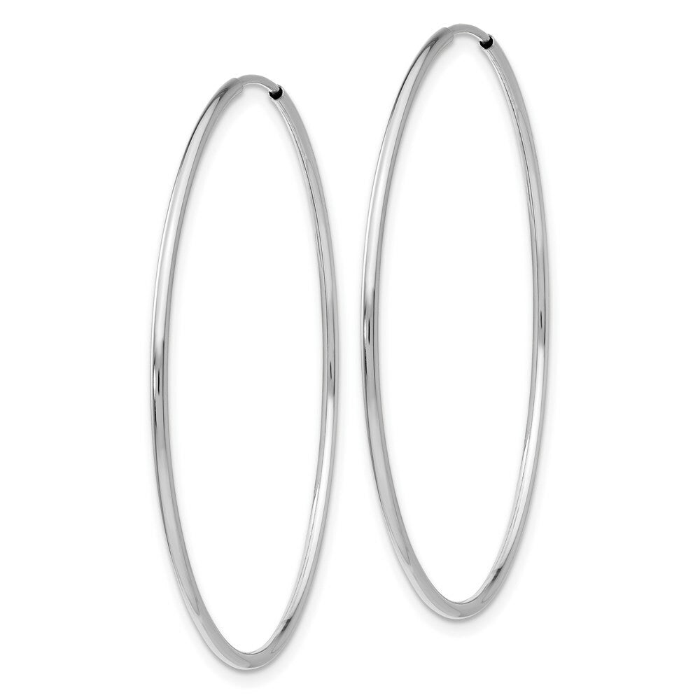 14K White Gold Polished Endless Tube Hoop Earrings  44mm width