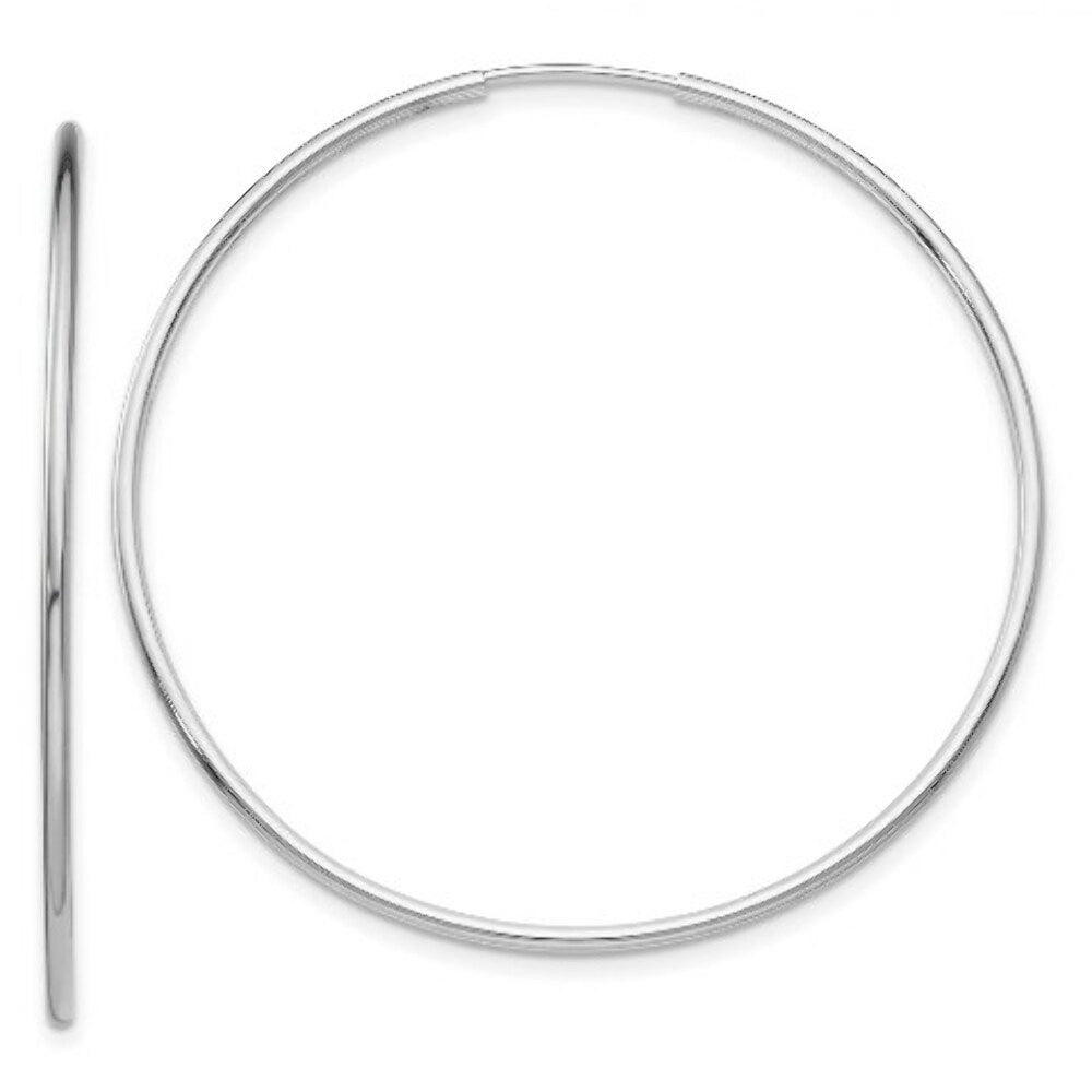 14K White Gold Polished Endless Tube Hoop Earrings  44mm width