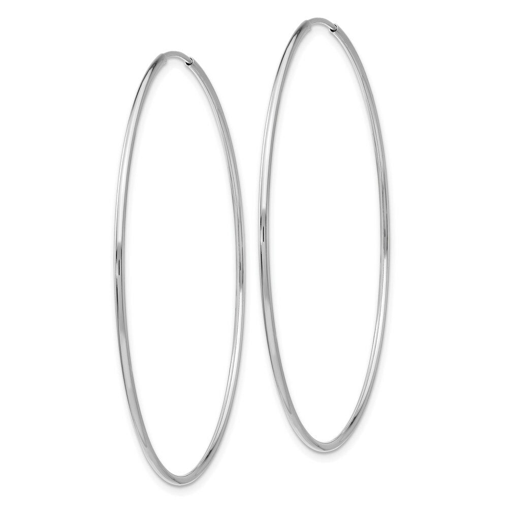 14K White Gold Polished Endless Tube Hoop Earrings  54mm width