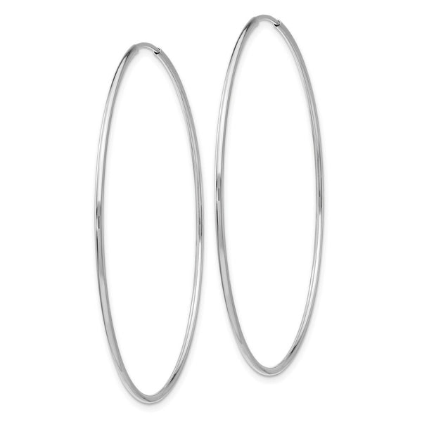 14K White Gold Polished Endless Tube Hoop Earrings  54mm width