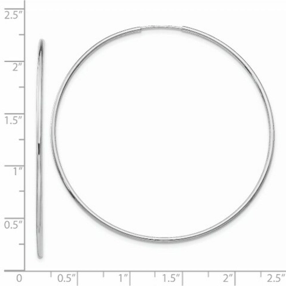 14K White Gold Polished Endless Tube Hoop Earrings  54mm width