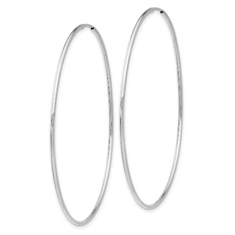14K White Gold Polished Endless Tube Hoop Earrings  59mm width