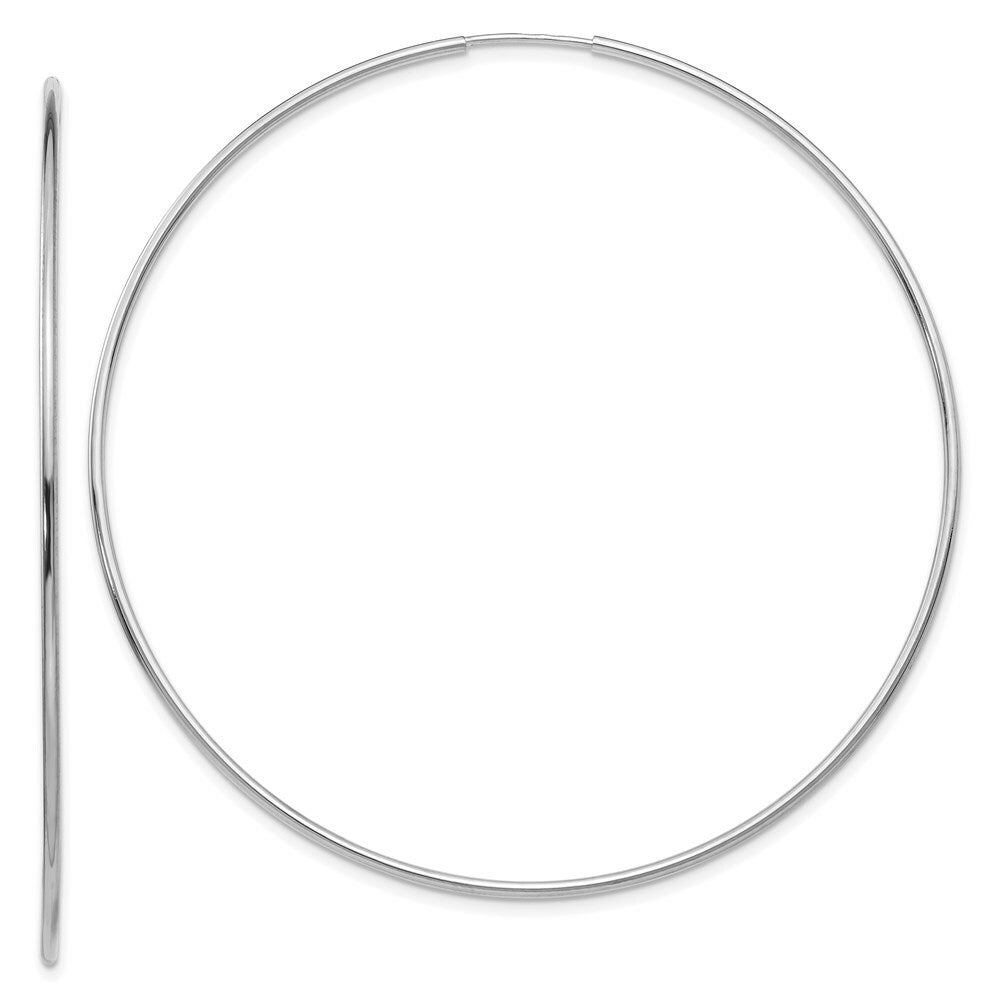 14K White Gold Polished Endless Tube Hoop Earrings  74mm width