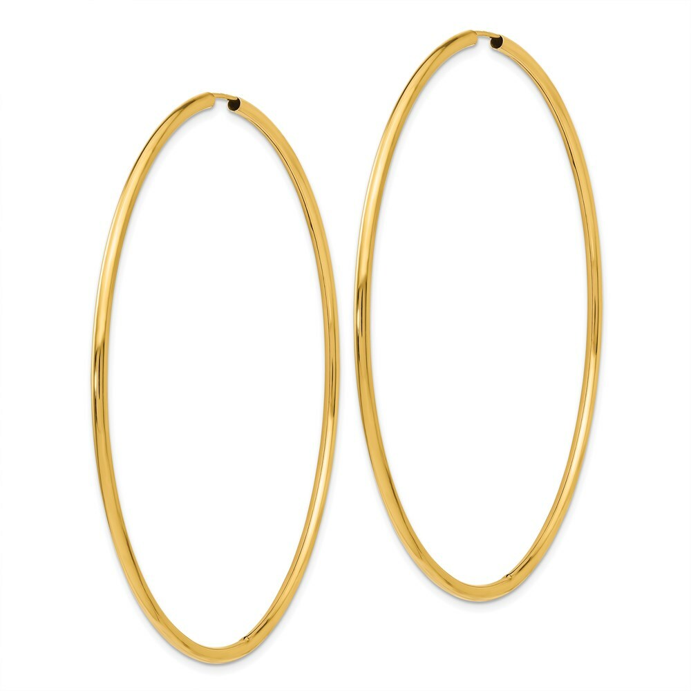 14K Yellow Gold Endless Hoop Earrings  70mm width