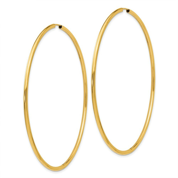 14K Yellow Gold Endless Hoop Earrings  70mm width