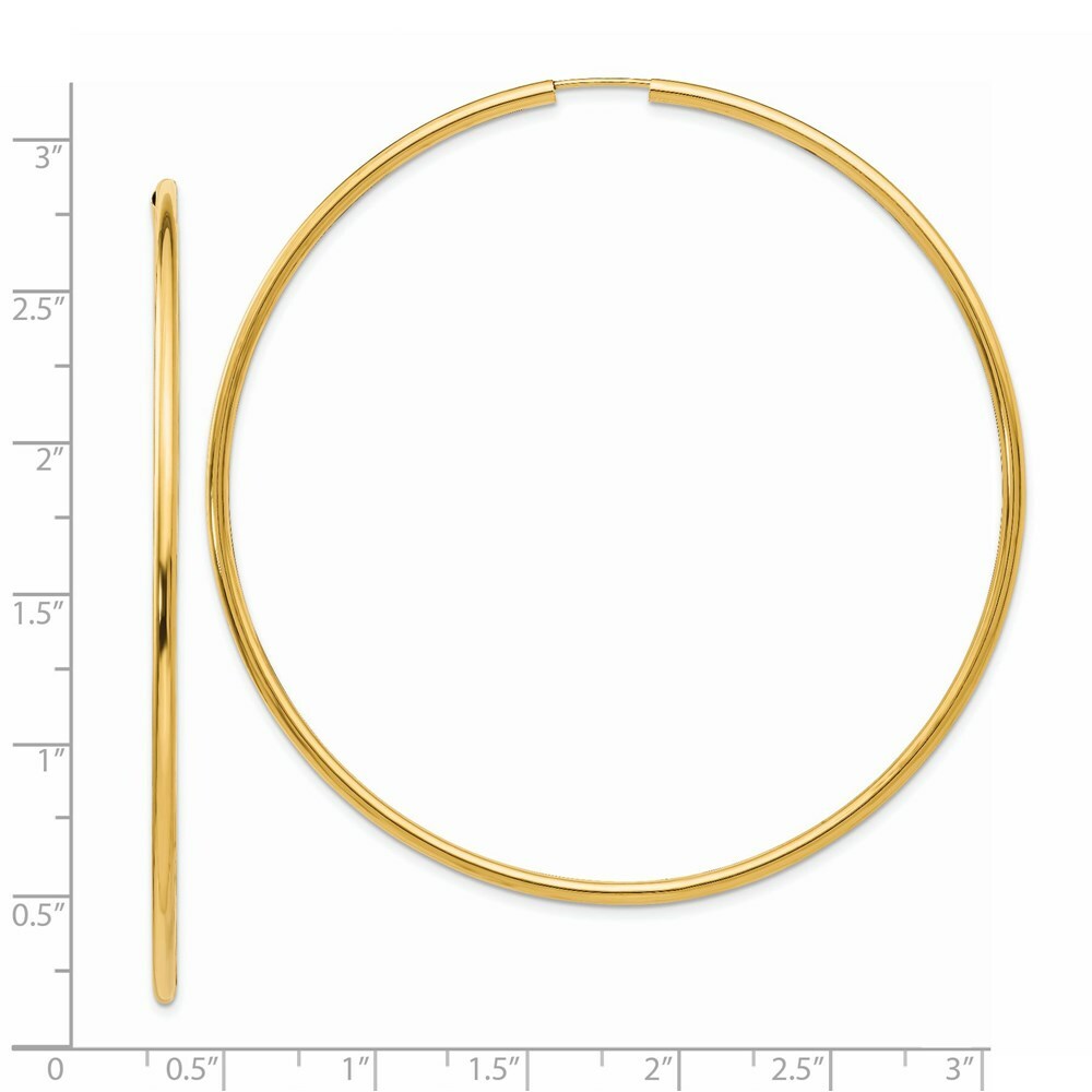 14K Yellow Gold Endless Hoop Earrings  70mm width