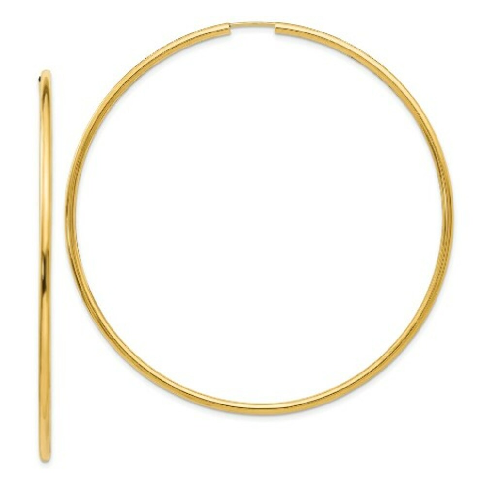 14K Yellow Gold Endless Hoop Earrings  70mm width