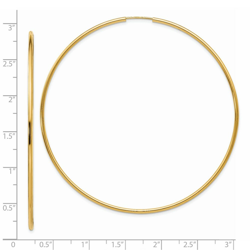 14K Yellow Gold Endless Hoop Earrings  74mm width