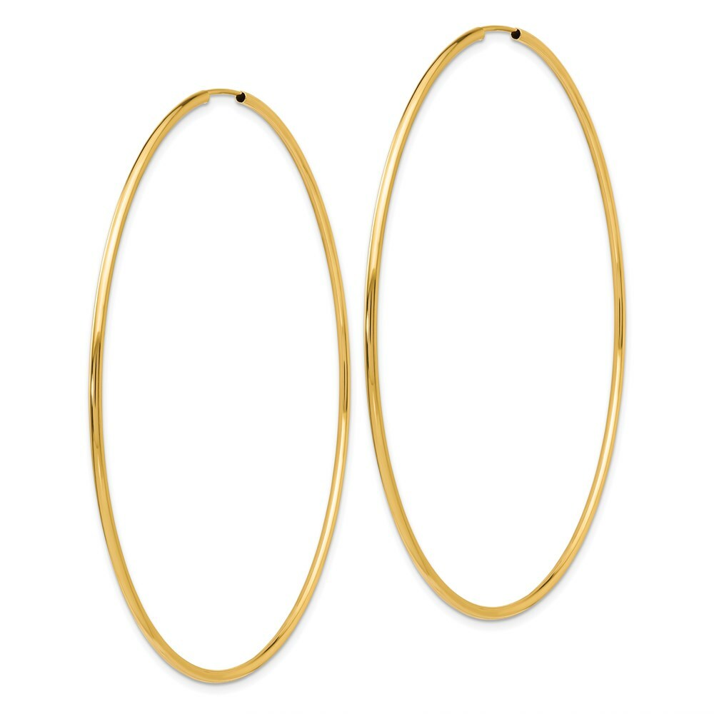 14K Yellow Gold Endless Hoop Earrings  74mm width