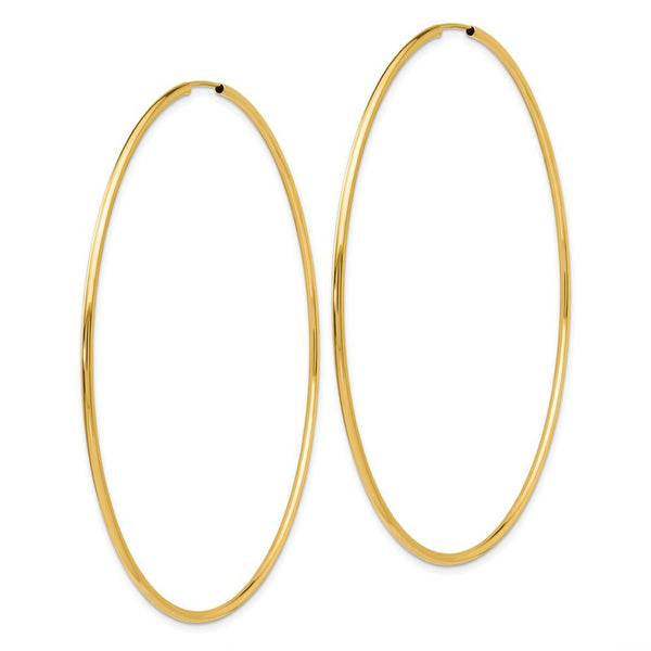 14K Yellow Gold Endless Hoop Earrings  74mm width