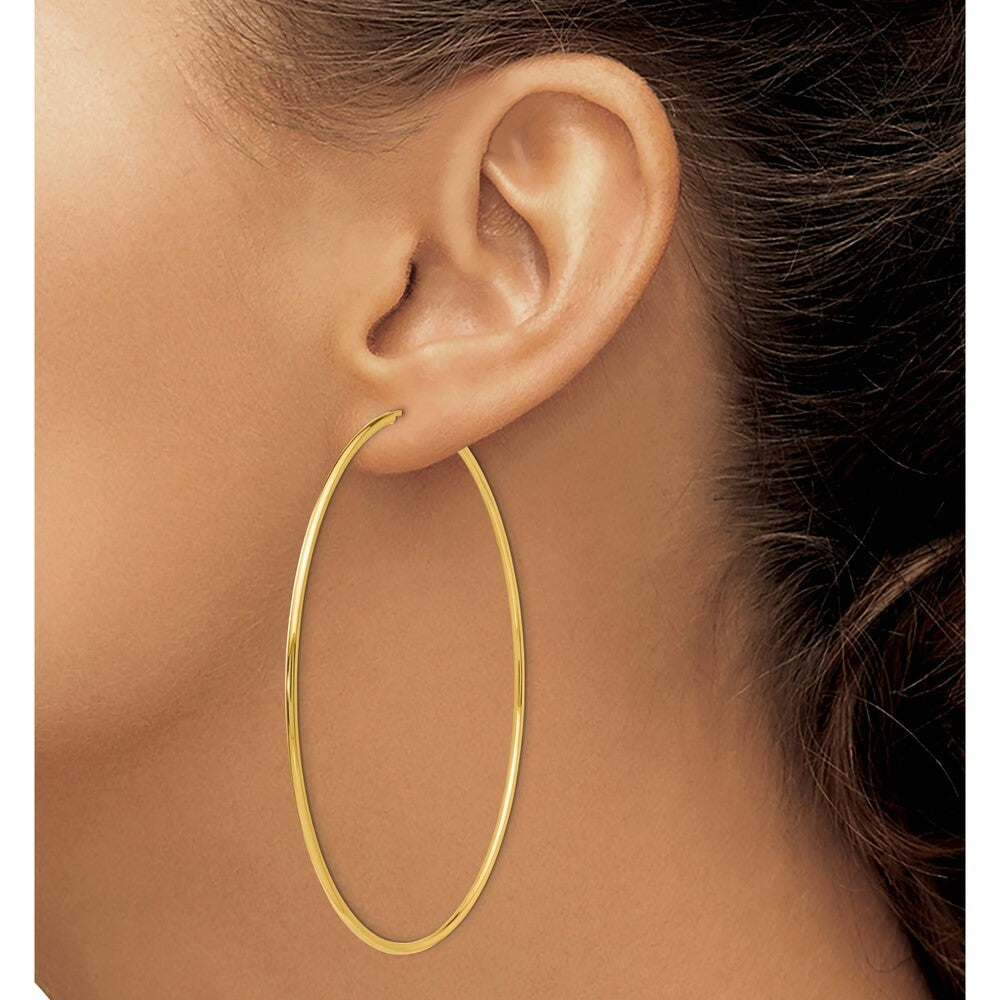 14K Yellow Gold Endless Hoop Earrings  74mm width