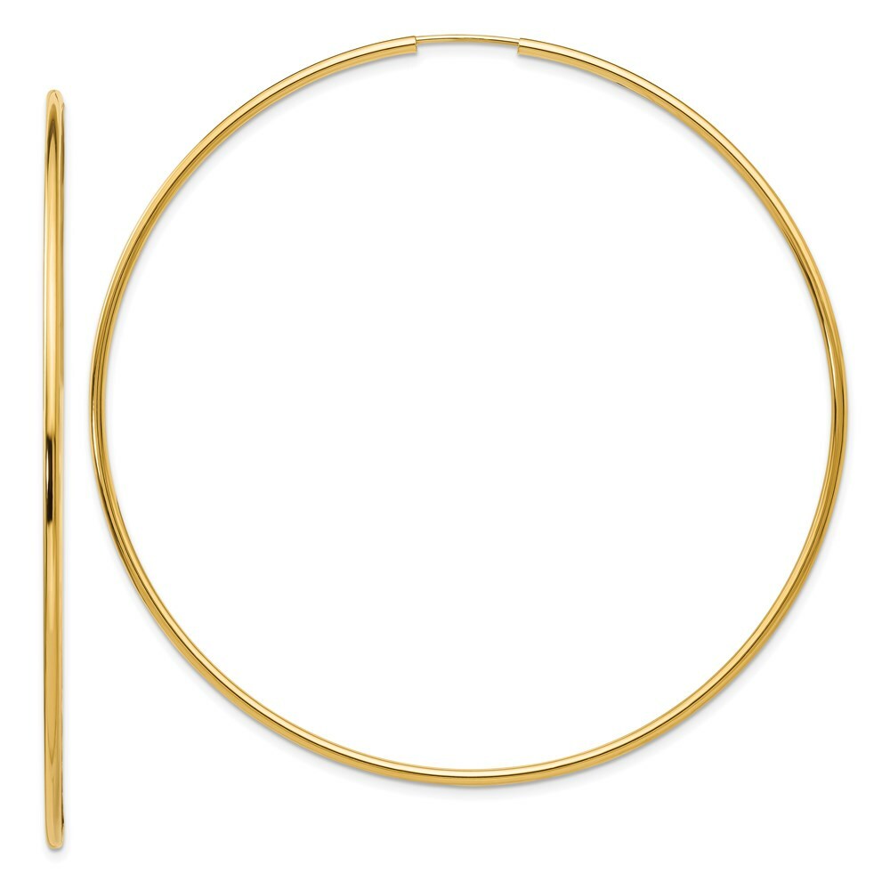 14K Yellow Gold Endless Hoop Earrings  74mm width